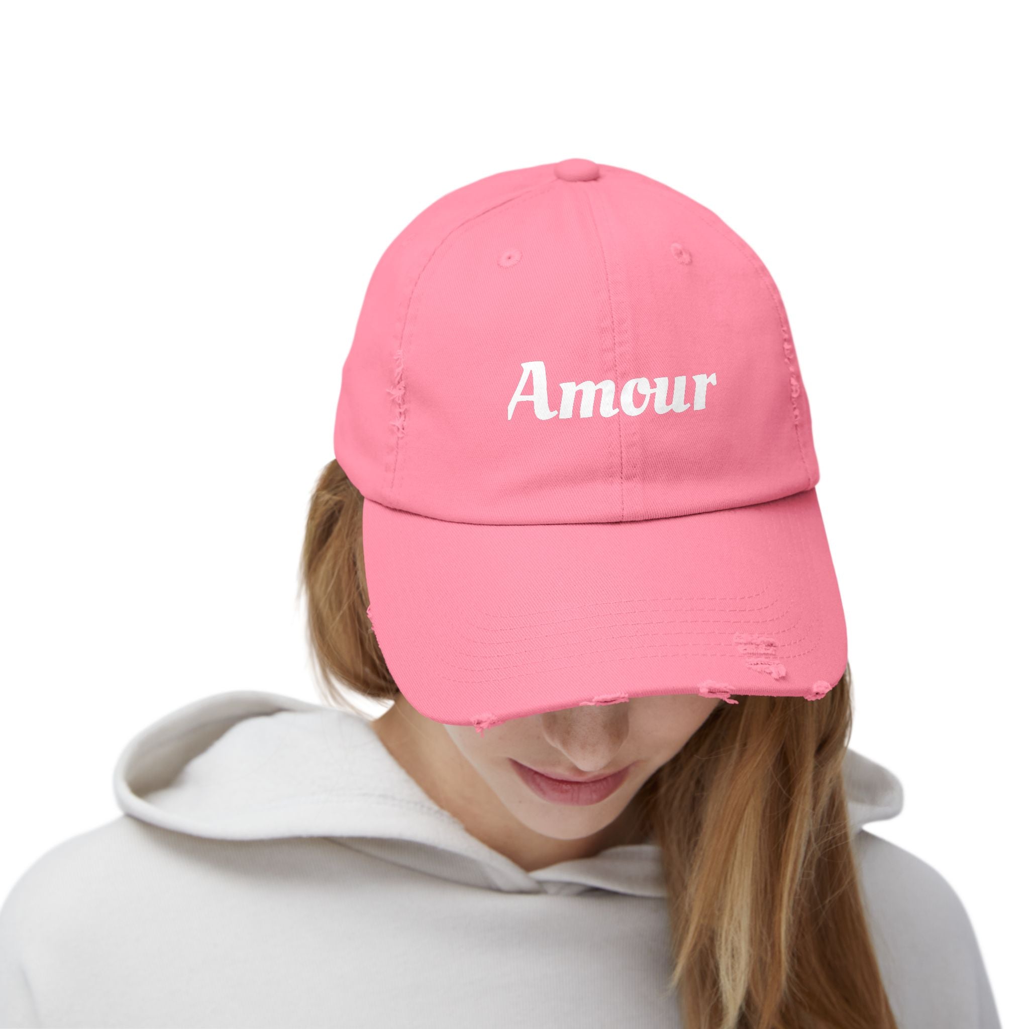 Distressed 'Amour' Baseball Cap — Vintage French Love Dad Hat
