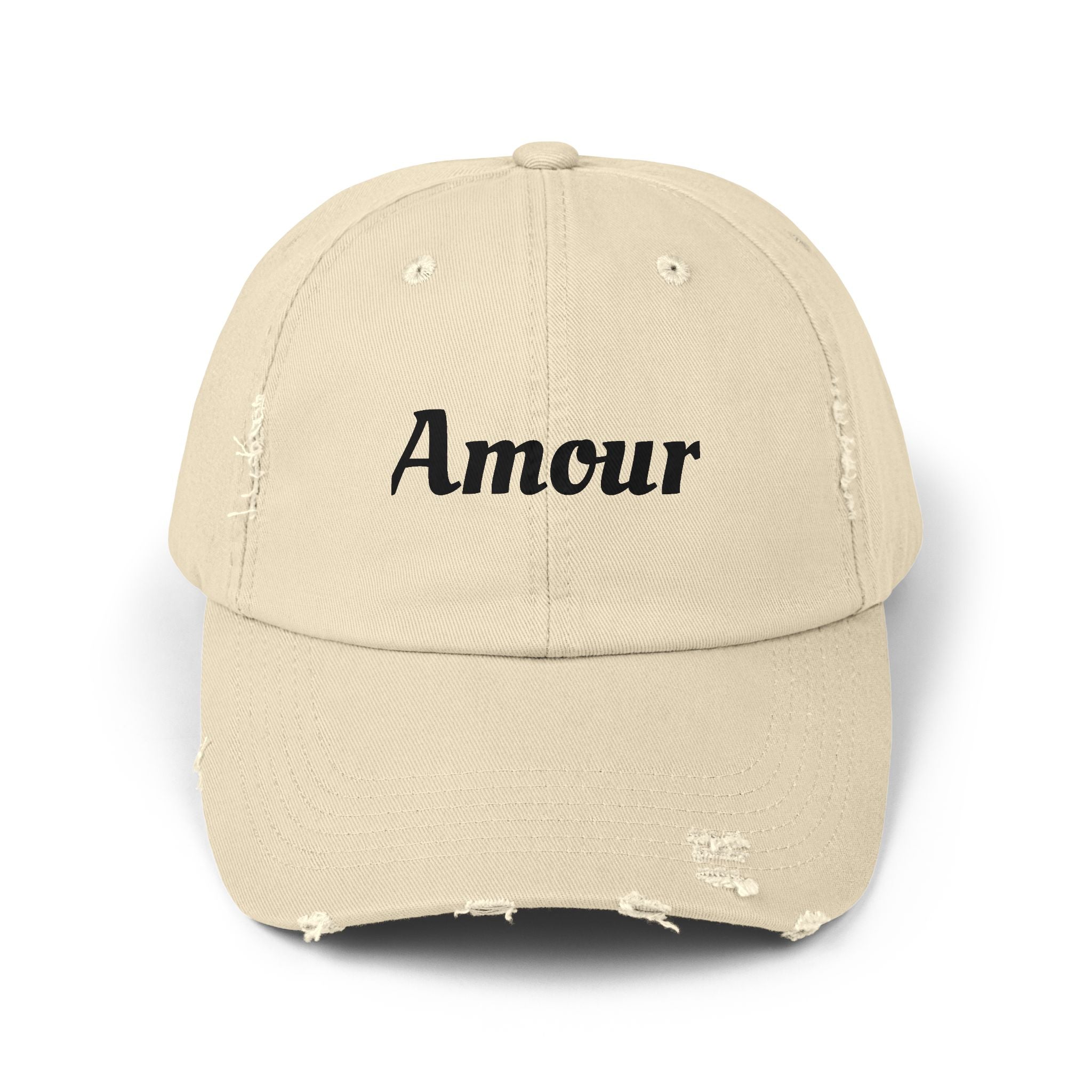 Distressed 'Amour' Baseball Cap — Vintage French Love Dad Hat
