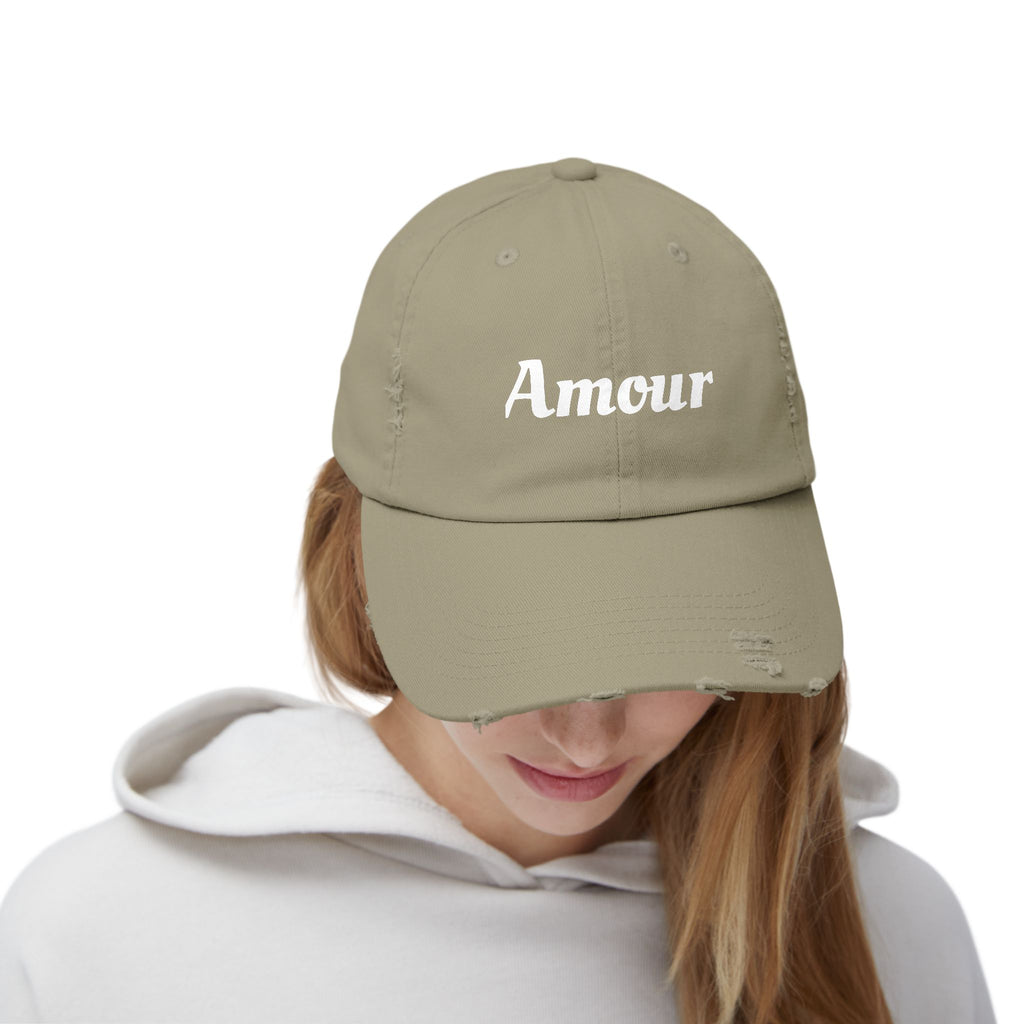 Distressed 'Amour' Baseball Cap — Vintage French Love Dad Hat
