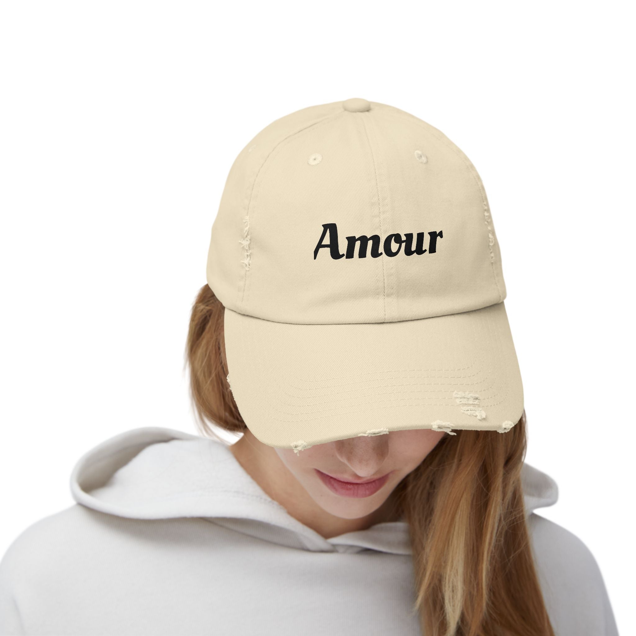 Distressed 'Amour' Baseball Cap — Vintage French Love Dad Hat