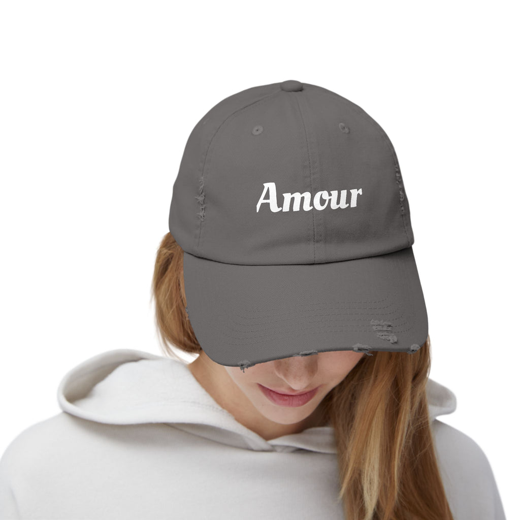 Distressed 'Amour' Baseball Cap — Vintage French Love Dad Hat