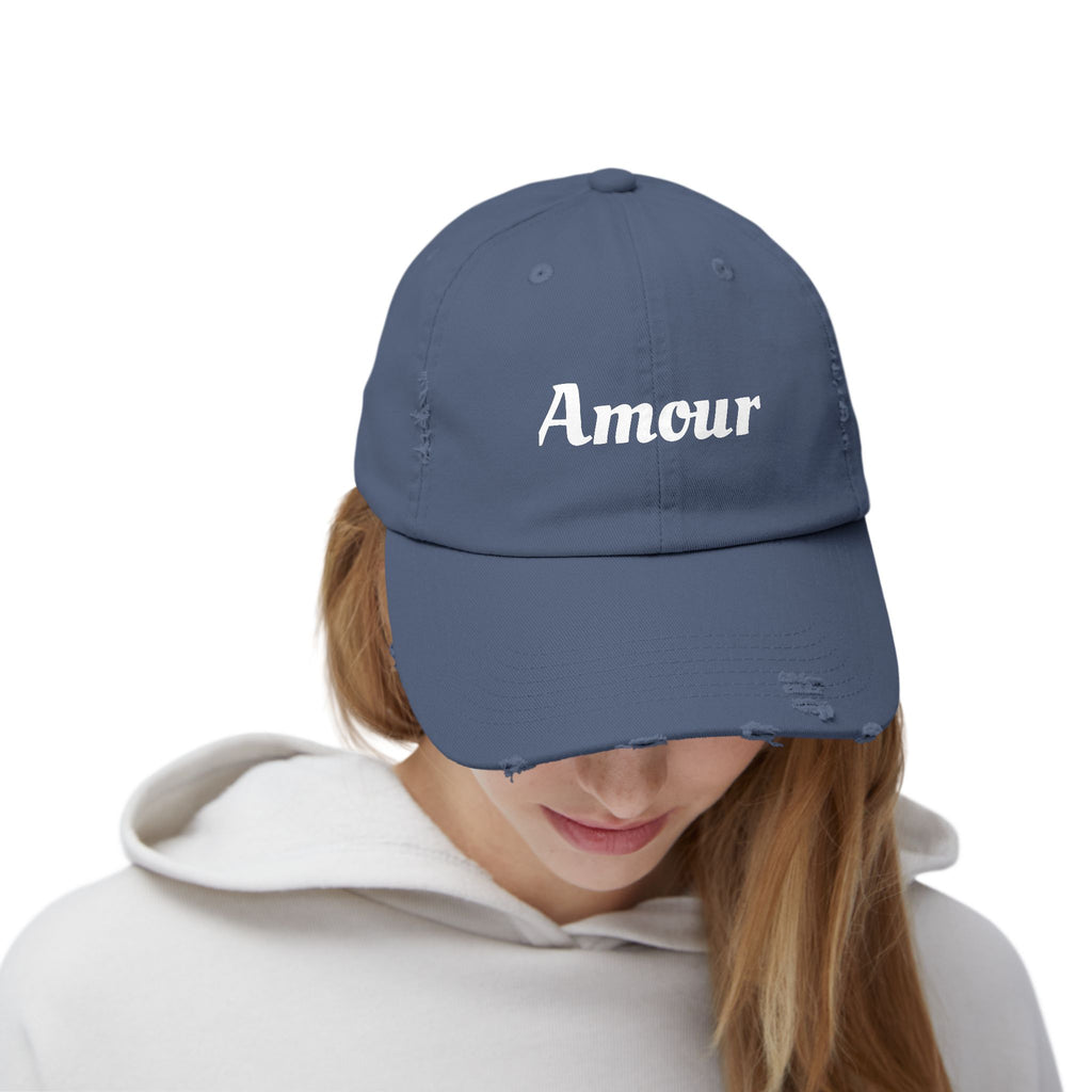 Distressed 'Amour' Baseball Cap — Vintage French Love Dad Hat