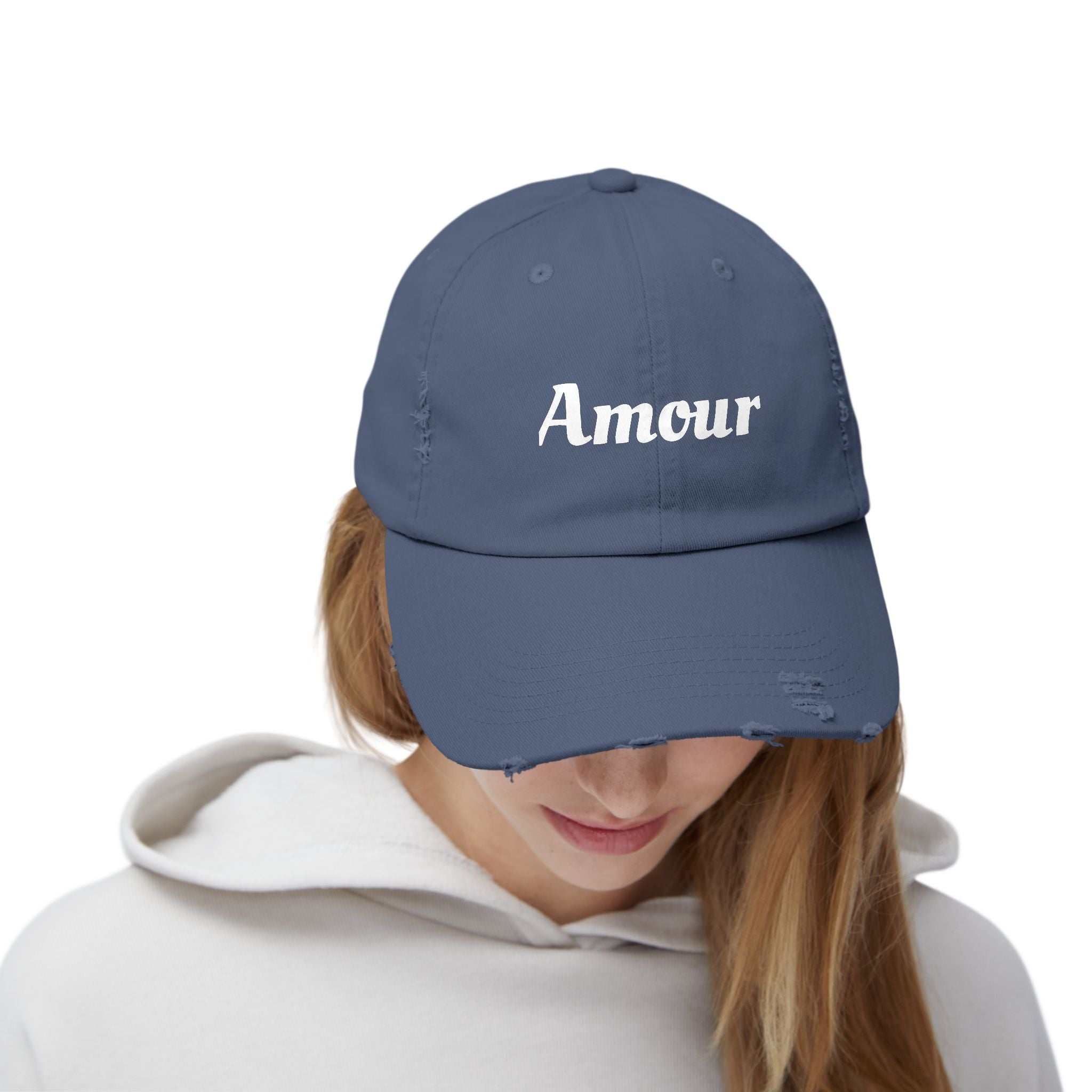 Distressed 'Amour' Baseball Cap — Vintage French Love Dad Hat